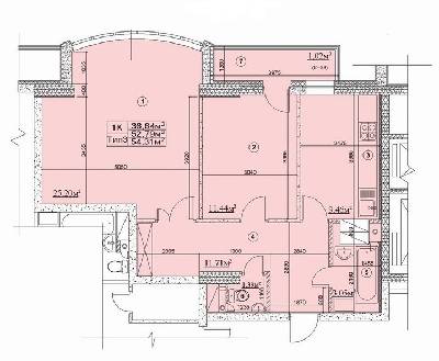 2-комнатная 54.31 м² в ЖК Новодарницкий от застройщика, Киев