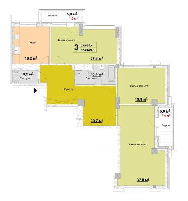 3-кімнатна 149.5 м² в ЖК Новопечерські Липки від 65 090 грн/м², Київ