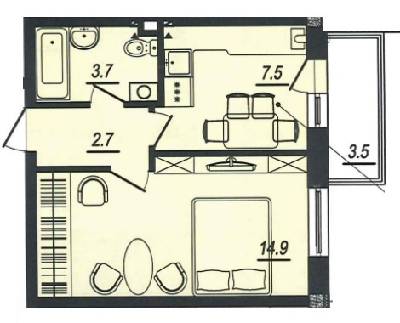 1-кімнатна 32.3 м² в ЖК Новий Люстдорф від забудовника, Одеса