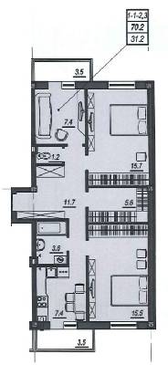 3-кімнатна 70.2 м² в ЖК Новий Люстдорф від забудовника, Одеса