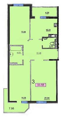 3-кімнатна 93.58 м² в ЖК Одеський від забудовника, Одеса