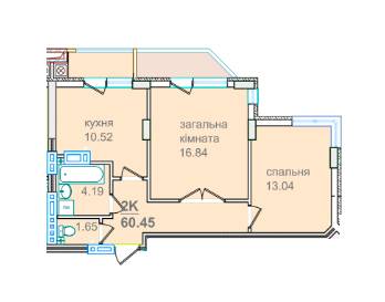 2-комнатная 60.45 м² в ЖК Околиця Джона Леннона от 18 750 грн/м², Львов