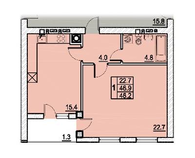 1-комнатная 48.2 м² в ЖК Панорамный от 25 000 грн/м², Львов