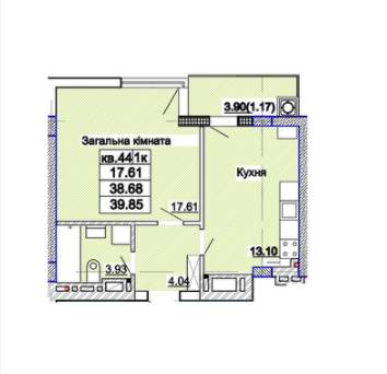 1-кімнатна 39.85 м² в ЖК Парк Авеню від 31 050 грн/м², Львів