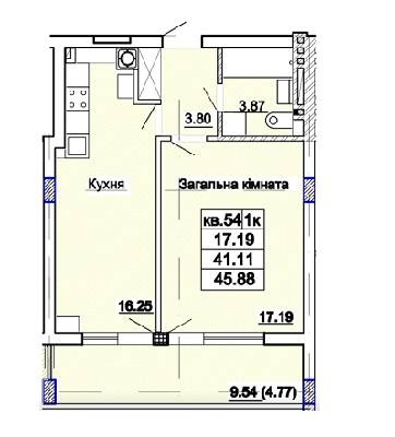1-кімнатна 45.88 м² в ЖК Парк Авеню від 26 550 грн/м², Львів