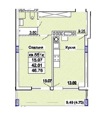 1-кімнатна 46.76 м² в ЖК Парк Авеню від 26 550 грн/м², Львів