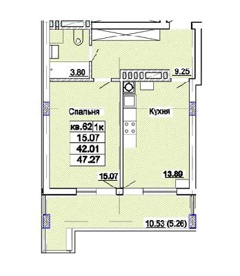 1-кімнатна 47.27 м² в ЖК Парк Авеню від 25 200 грн/м², Львів