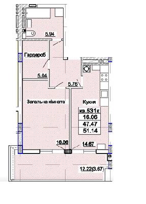 1-кімнатна 51.14 м² в ЖК Парк Авеню від 26 750 грн/м², Львів