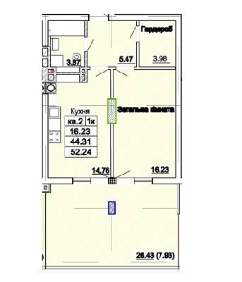 1-кімнатна 52.24 м² в ЖК Парк Авеню від 26 750 грн/м², Львів