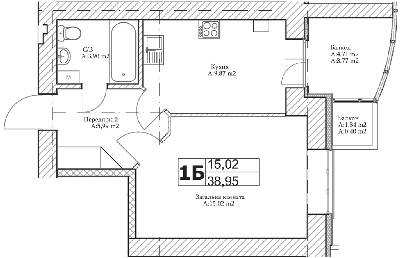 1-кімнатна 38.95 м² в ЖК Паркова Оселя від 14 500 грн/м², м. Буча