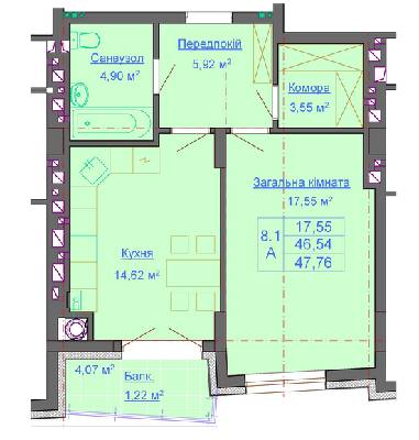 1-кімнатна 47.76 м² в ЖК Паркові Вежі від забудовника, Львів