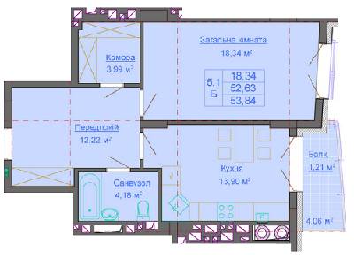 1-кімнатна 53.84 м² в ЖК Паркові Вежі від забудовника, Львів