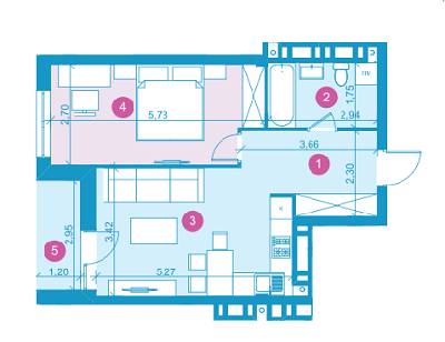 1-комнатная 47.1 м² в ЖК Парус Life от застройщика, Львов