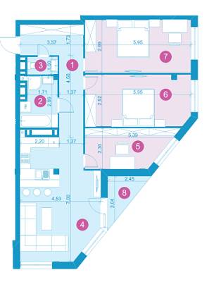 3-комнатная 95.3 м² в ЖК Парус Life от застройщика, Львов