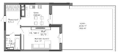 1-кімнатна 57.73 м² в ЖК Піонерський квартал від 17 600 грн/м², м. Вишневе