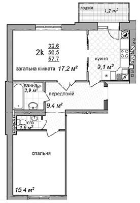 2-кімнатна 57.7 м² в ЖК по просп. Червоної Калини, 24 від 15 770 грн/м², Львів