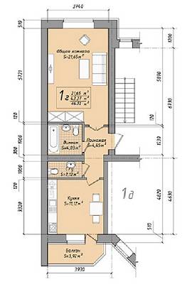 1-комнатная 46.51 м² в ЖК Подкова от 23 150 грн/м², с. Крюковщина