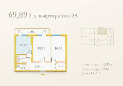 2-кімнатна 69.89 м² в ЖК Подол Град від 38 450 грн/м², Київ