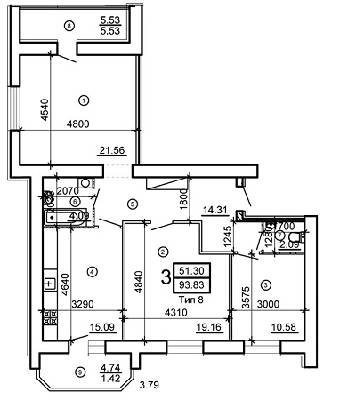 3-комнатная 93.83 м² в ЖМ Подолье от 14 840 грн/м², Винница