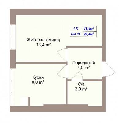 1-комнатная 28.4 м² в ЖК Пражский квартал 2 от 13 000 грн/м², с. Петропавловская Борщаговка