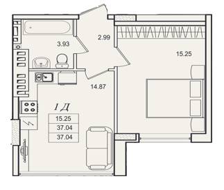 1-кімнатна 37.04 м² в ЖК Приморські Сади від 18 950 грн/м², Одеса