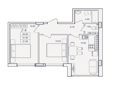 2-кімнатна 51.9 м² в ЖК Приморські Сади від 18 550 грн/м², Одеса