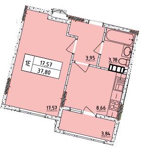 1-кімнатна 37.8 м² в ЖК Район від 18 000 грн/м², Київ