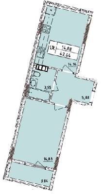 1-кімнатна 42.64 м² в ЖК Район від 18 000 грн/м², Київ