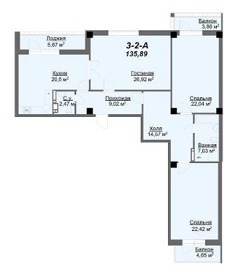 3-комнатная 135.89 м² в ЖК Резиденция от 31 250 грн/м², Харьков