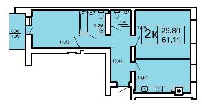 2-кімнатна 61.11 м² в ЖК Ренуар від 16 250 грн/м², Львів