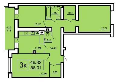 3-кімнатна 88.01 м² в ЖК Ренуар від забудовника, Львів