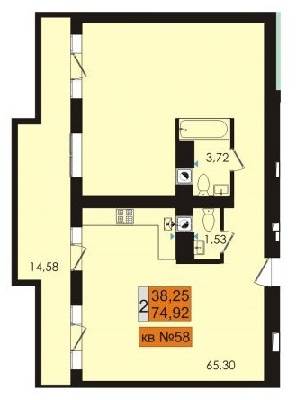 2-кімнатна 74.92 м² в ЖК Сади Рів`єри від 13 000 грн/м², с. Фонтанка