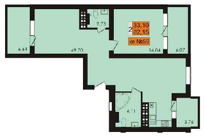 2-кімнатна 82.15 м² в ЖК Сади Рів`єри від 13 000 грн/м², с. Фонтанка