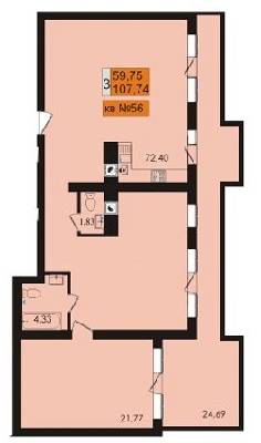 3-кімнатна 107.74 м² в ЖК Сади Рів`єри від 17 510 грн/м², с. Фонтанка