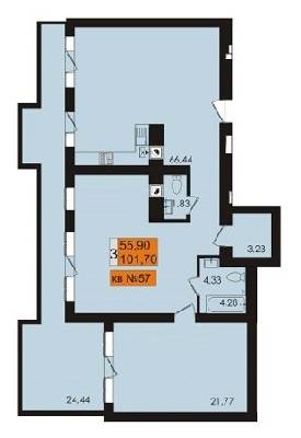3-кімнатна 101.7 м² в ЖК Сади Рів`єри від 17 510 грн/м², с. Фонтанка