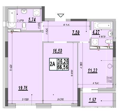 2-комнатная 66.56 м² в ЖК Рідне місто от 15 000 грн/м², Киев