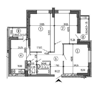 3-кімнатна 74.35 м² в ЖК Рось від забудовника, м. Біла Церква