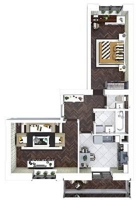 2-комнатная 56.43 м² в ЖК Сакура от 14 700 грн/м², с. Крюковщина