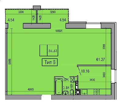 2-комнатная 86.61 м² в ЖК Салют от застройщика, Днепр