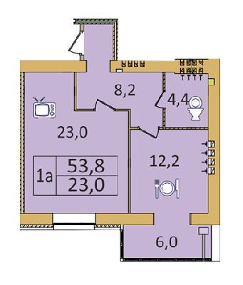 1-комнатная 53.8 м² в ЖК Семейный от застройщика, Днепр