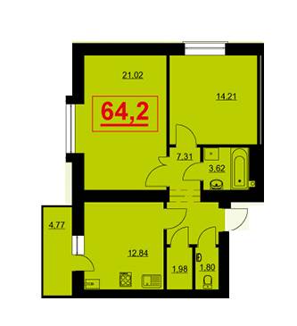 2-кімнатна 64.2 м² в ЖК Сонячний від забудовника, Івано-Франківськ