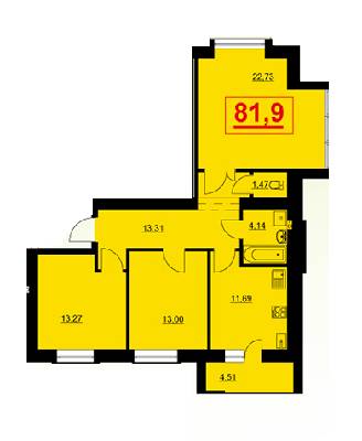 3-кімнатна 81.9 м² в ЖК Сонячний від забудовника, Івано-Франківськ