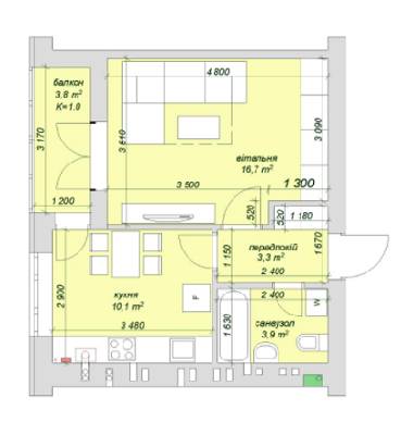 1-комнатная 37.8 м² в ЖК Софиевский пассаж от 20 640 грн/м², с. Софиевская Борщаговка