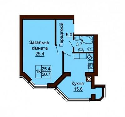 1-комнатная 50.7 м² в ЖК София Сити от 25 000 грн/м², с. Софиевская Борщаговка