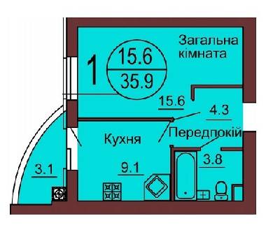 1-комнатная 35.9 м² в ЖК София Клубный от 13 500 грн/м², с. Софиевская Борщаговка