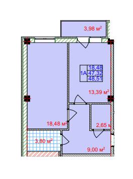 1-кімнатна 48.51 м² в ЖК Спортивний від 19 500 грн/м², Харків