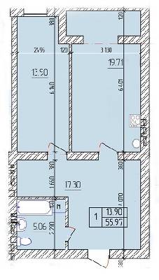1-кімнатна 55.97 м² в ЖК Будинок №20 від 9 180 грн/м², м. Васильків