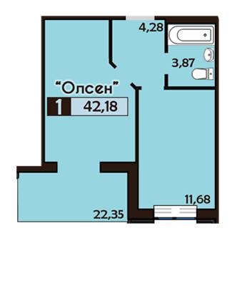 1-комнатная 42.18 м² в ЖК Фамилия от застройщика, Львов