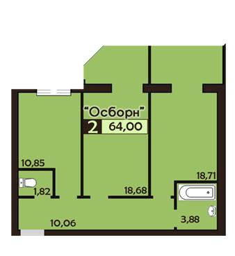 2-комнатная 64 м² в ЖК Фамилия от застройщика, Львов