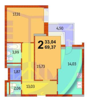 2-кімнатна 69.37 м² в ЖК Французький квартал від 42 406 грн/м², Київ